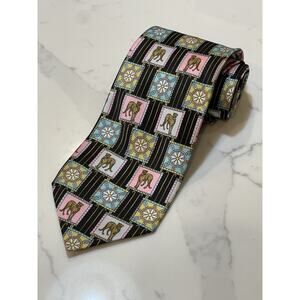 Brioni Cheetah Floral Medallion 100% Silk Tie Italy 59 x 3.75 Luxury Exotic